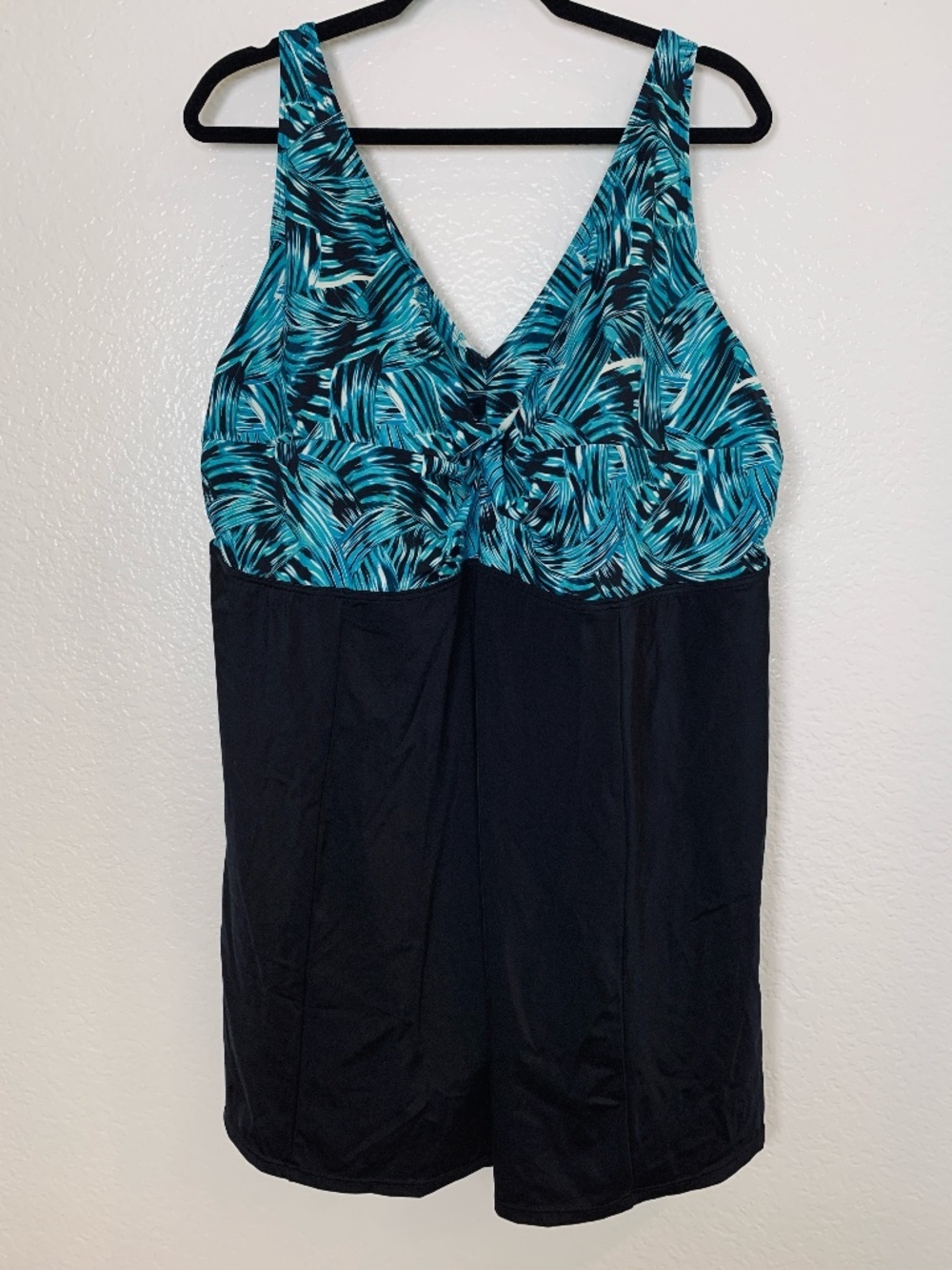 Swimsuits for All One Piece Swim Dress Womens Plus Size 30 Blue Black Swimsuit